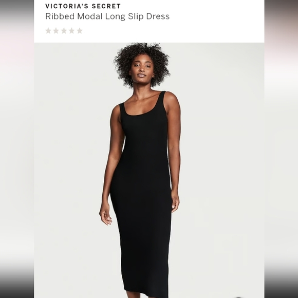 Victoria secret-Ribbed Modal Long Slip Dress (Black)-XL - Picture 3 of 4
